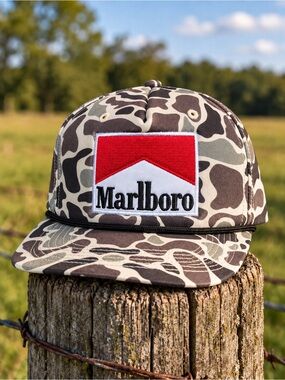 Marlboro Camo Baseball Hat Rope Snapback Embroidered Patch Western Cap